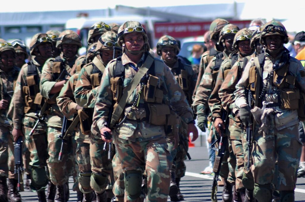 South African soldiers in township