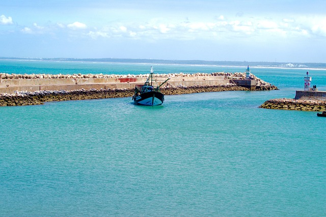Harbour and port ocean view in Africa