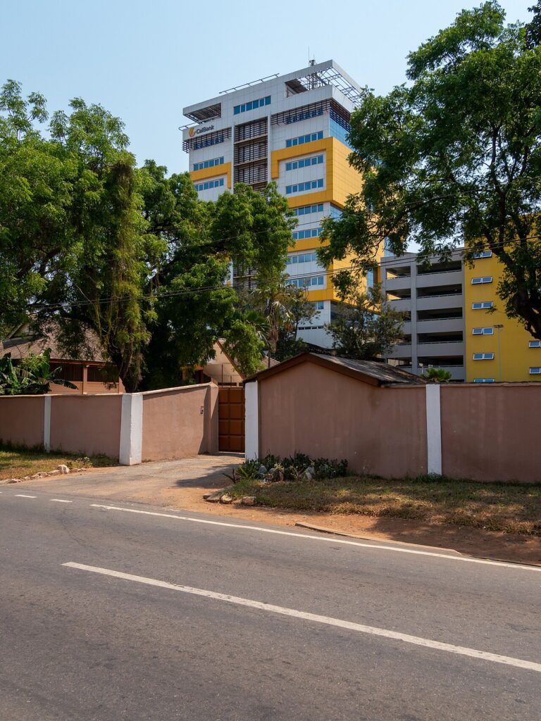 An exterior view of a modern institutional headquarters building in Accra that houses Ghana's financial regulatory authorities.