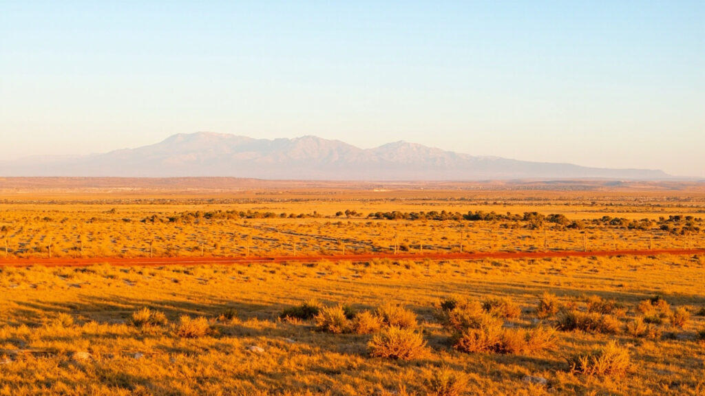 The Amboseli landscape where national park boundaries meet surrounding farmland, with Mount Kilimanjaro in the distance.
