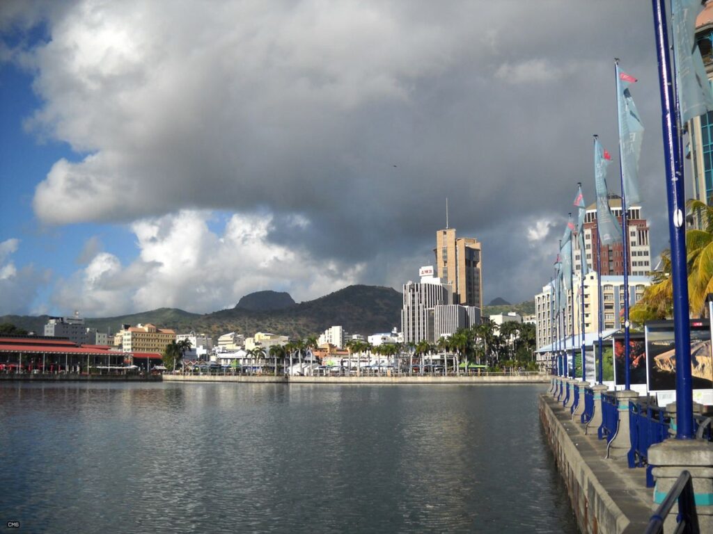 Port Louis waterfront with the Bank of Mauritius tower, Mauritius